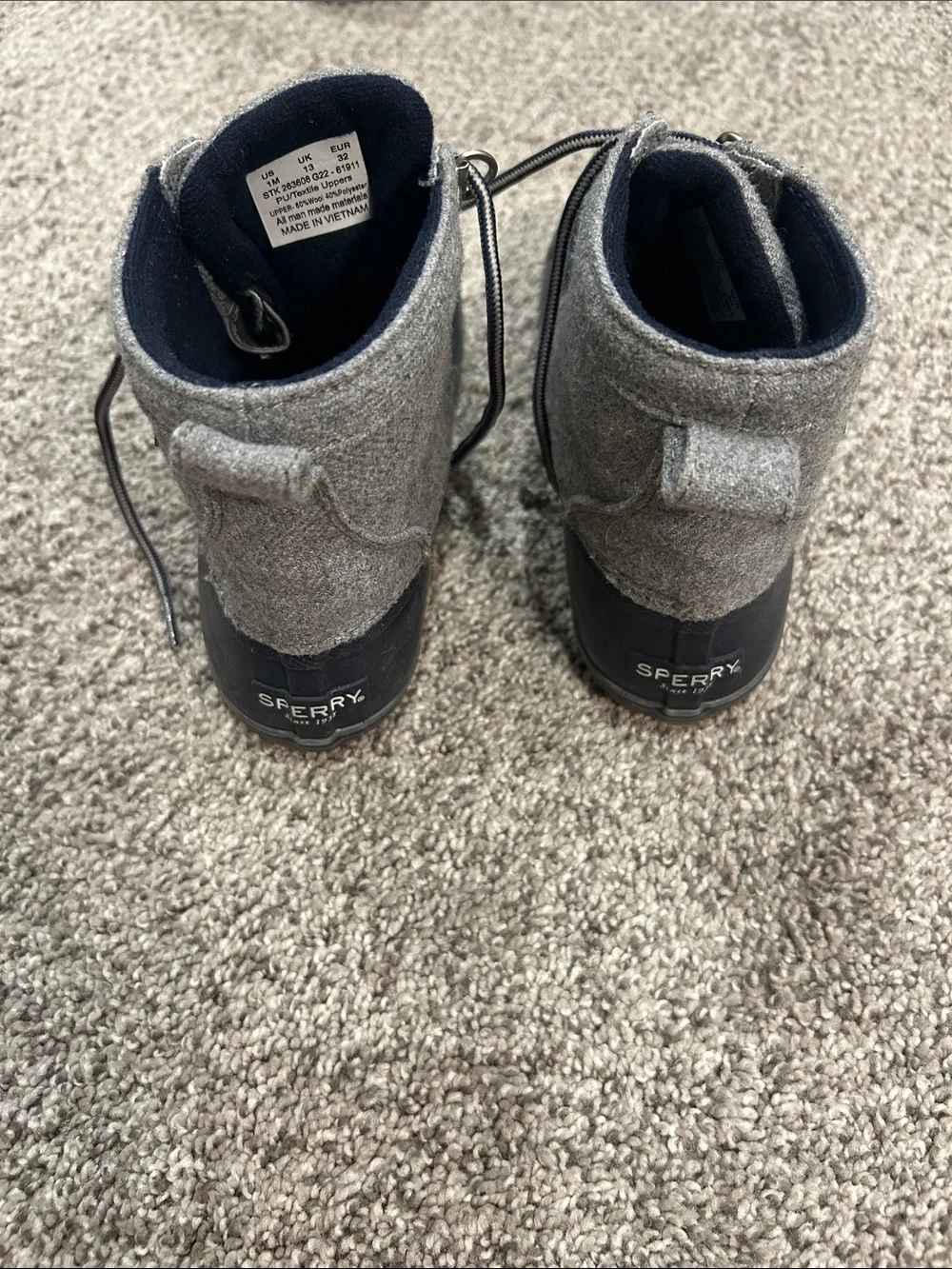 Gray and Black Kid’s Waterproof Duck Sperry Boots